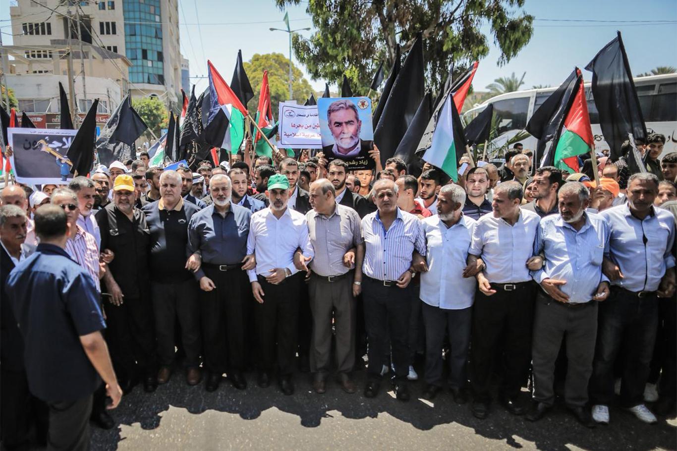 Filistinli grupların liderlerinin katılımıyla protesto